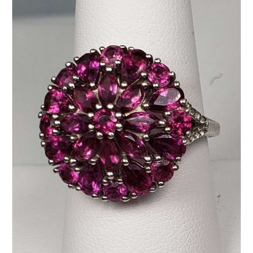 DJoy Signed 925 Sterling Silver Purplish Pink Rhodolite Garnet Ring Size 8.25 - Picture 5 of 16
